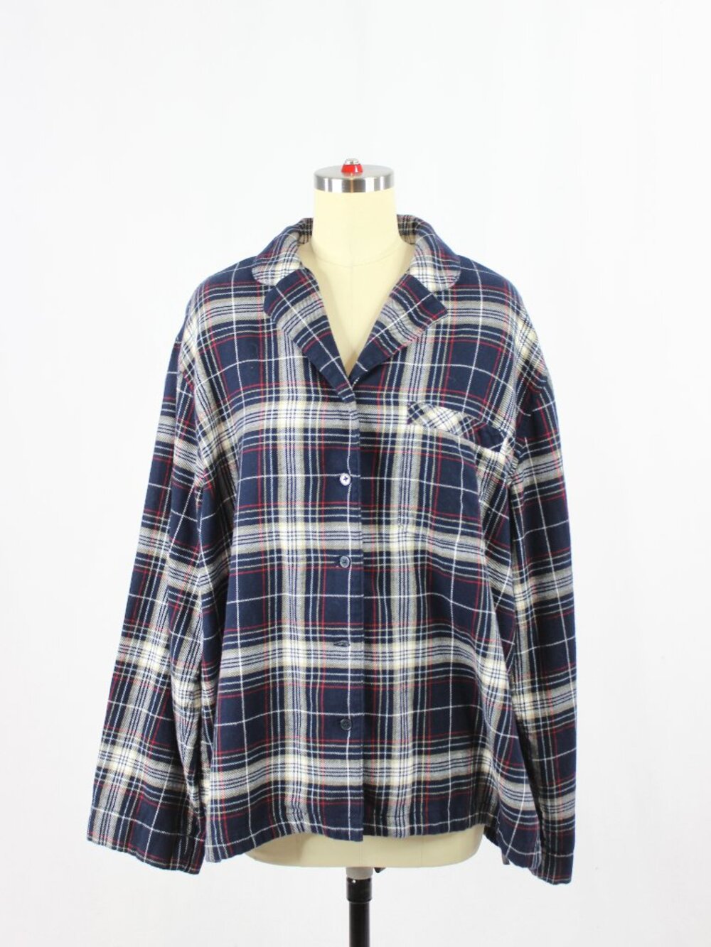 ARITZIA Snooze Admiral Plaid Flannel Button Up Pajama Shirt, Size M